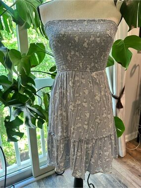 Hollister Strapless Smocked Periwinkle Floral Dress
